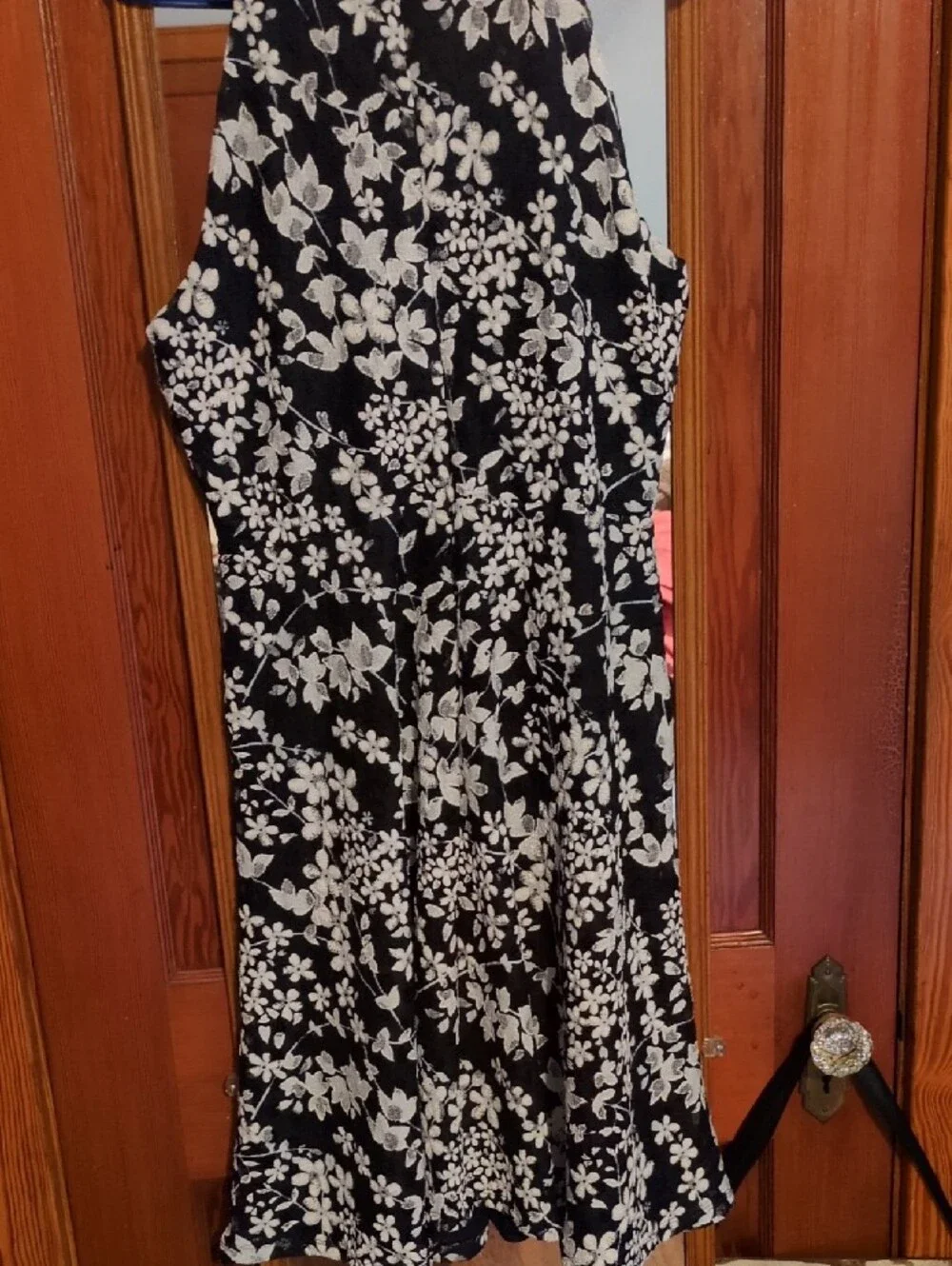 Tommy Hilfiger Black Midi Dress with White Floral Pattern